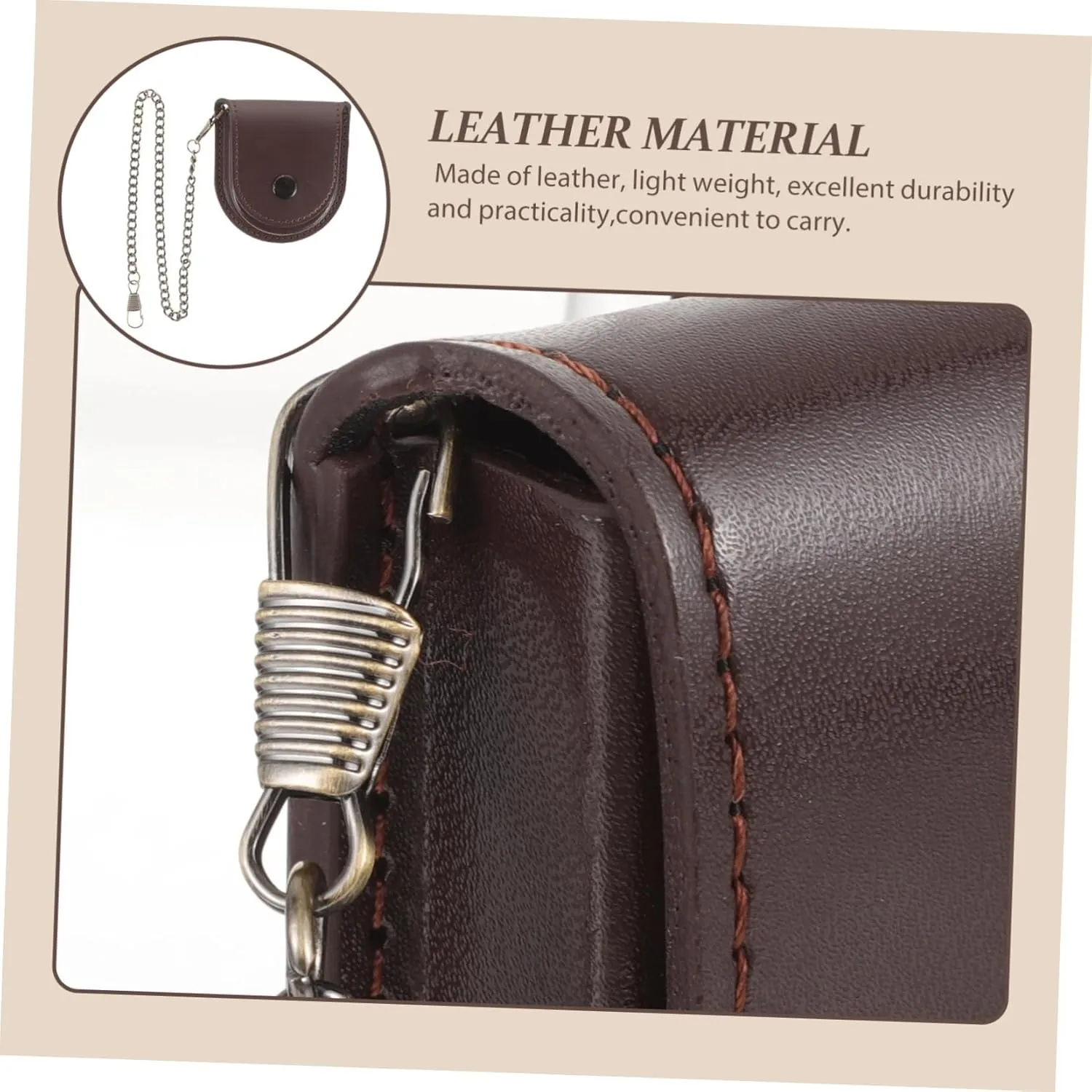 KESYOO 2pcs Pocket Watch Leather Case Electronic Pocket Watch Kit Watch Display Automatic Watch Winder Pocket Watch Case Portable Watch Smartwatch Retro Style Watch Pouch Metal Coffee