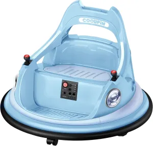 Kids Bumper Car 12 V, Toddlers Ride on Car with Remote Control, Baby Electric Bumper Car with 360 Degree Spin, LED Lights, Music, Aged 3-5 Years, Powder Blue