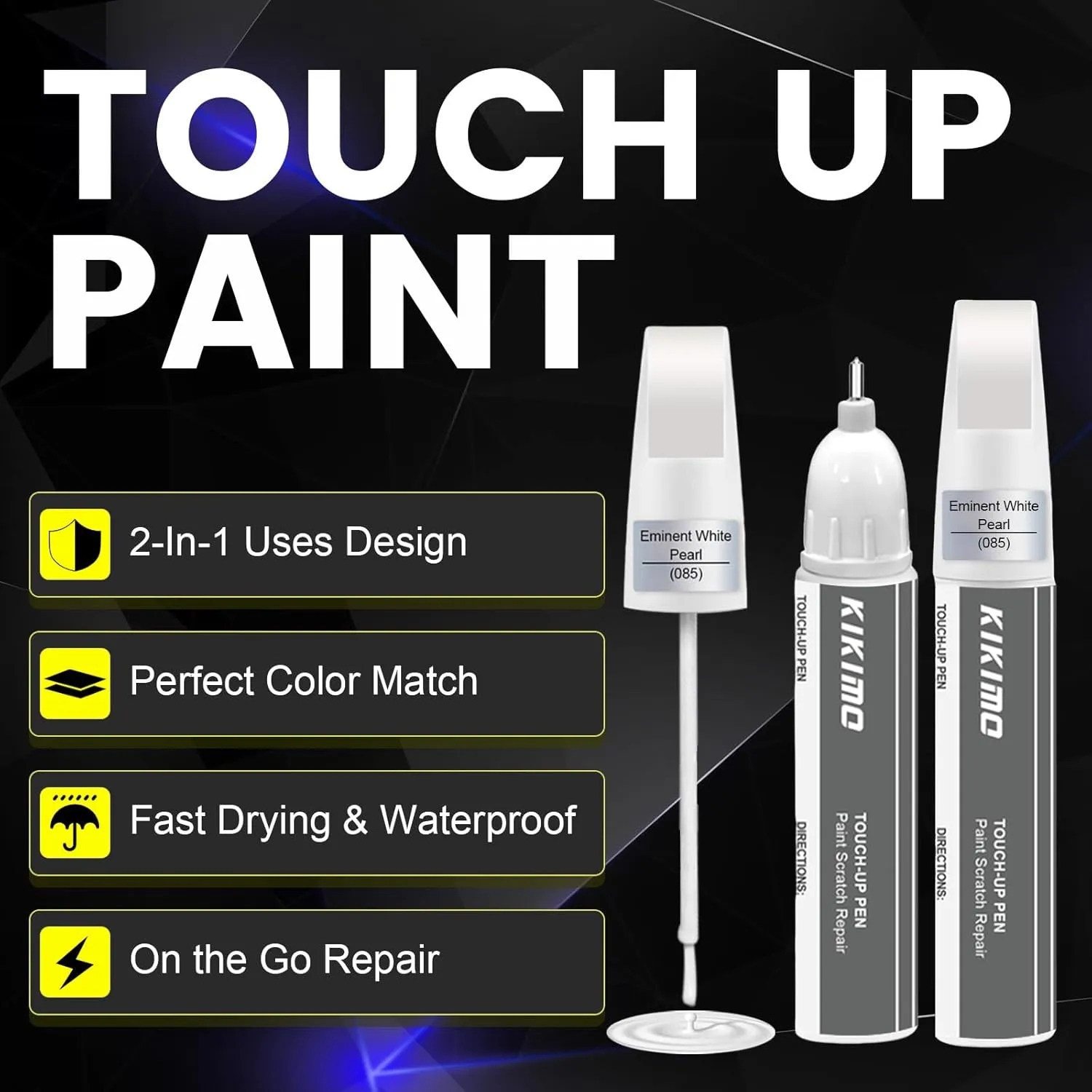 KIKIMO for Lexus Touch Up Paint(Eminent White Pearl(085)), Car Paint Repair Kit for Lexus, 2 In 1 Scratches Repair with Pen Tip and Brush, Color-Matched for Quick & Easy Fix