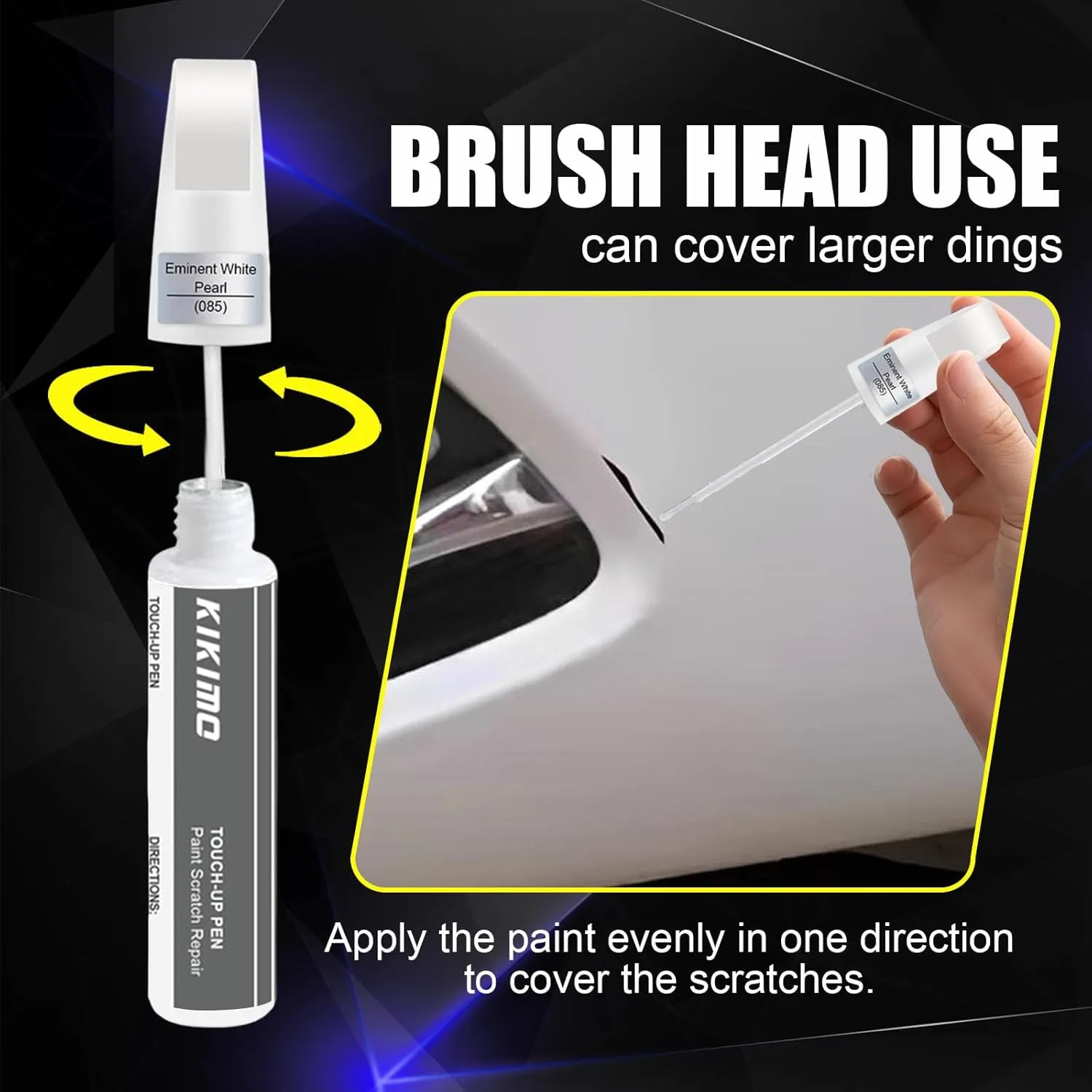 KIKIMO for Lexus Touch Up Paint(Eminent White Pearl(085)), Car Paint Repair Kit for Lexus, 2 In 1 Scratches Repair with Pen Tip and Brush, Color-Matched for Quick & Easy Fix