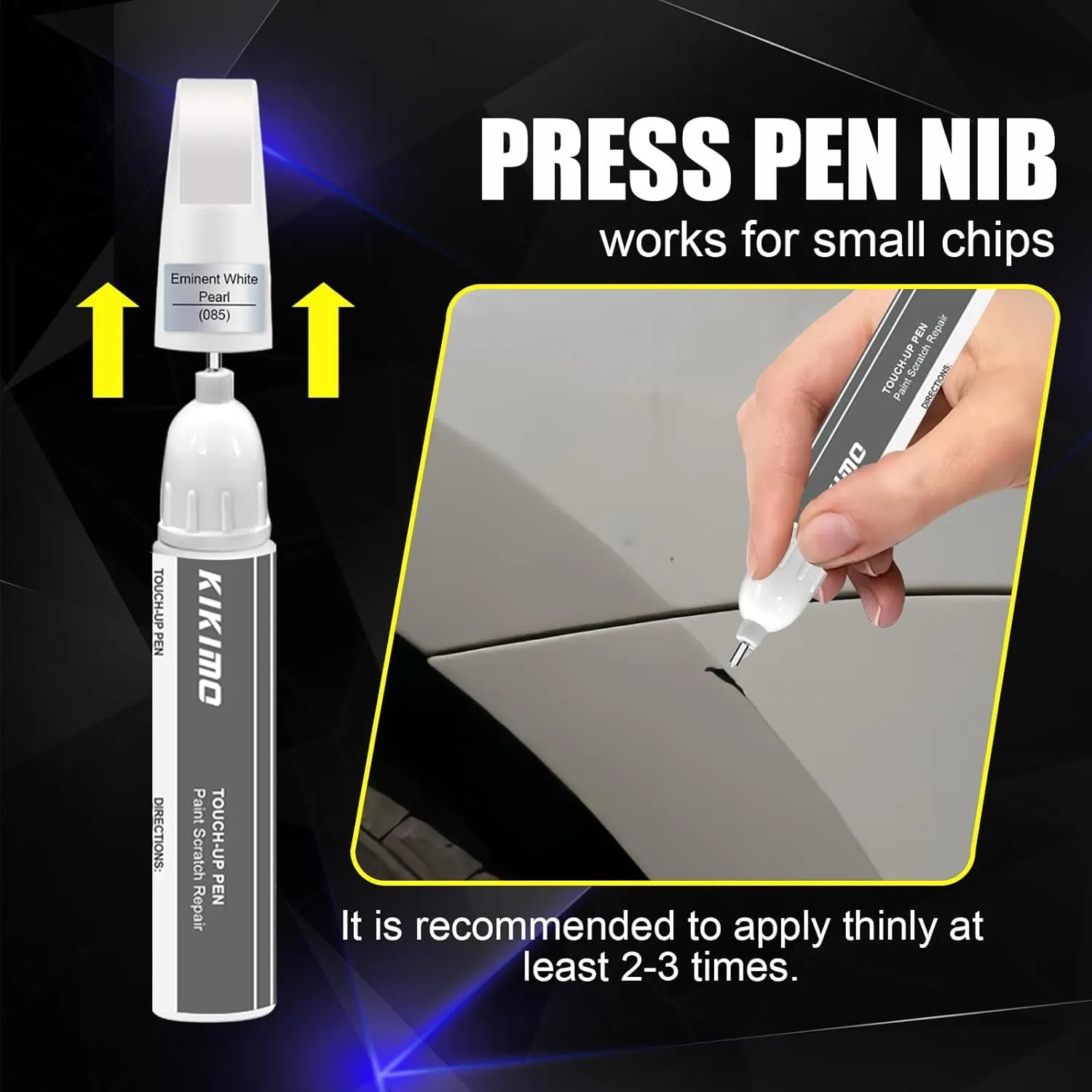 KIKIMO for Lexus Touch Up Paint(Eminent White Pearl(085)), Car Paint Repair Kit for Lexus, 2 In 1 Scratches Repair with Pen Tip and Brush, Color-Matched for Quick & Easy Fix