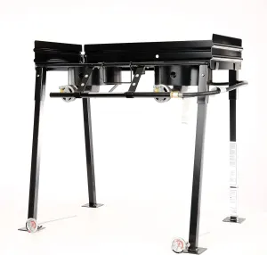 King Kooker Model # CS29A Portable Propane Dual Burner Camp Stove with Detachable Legs Outdoor Grill, Black