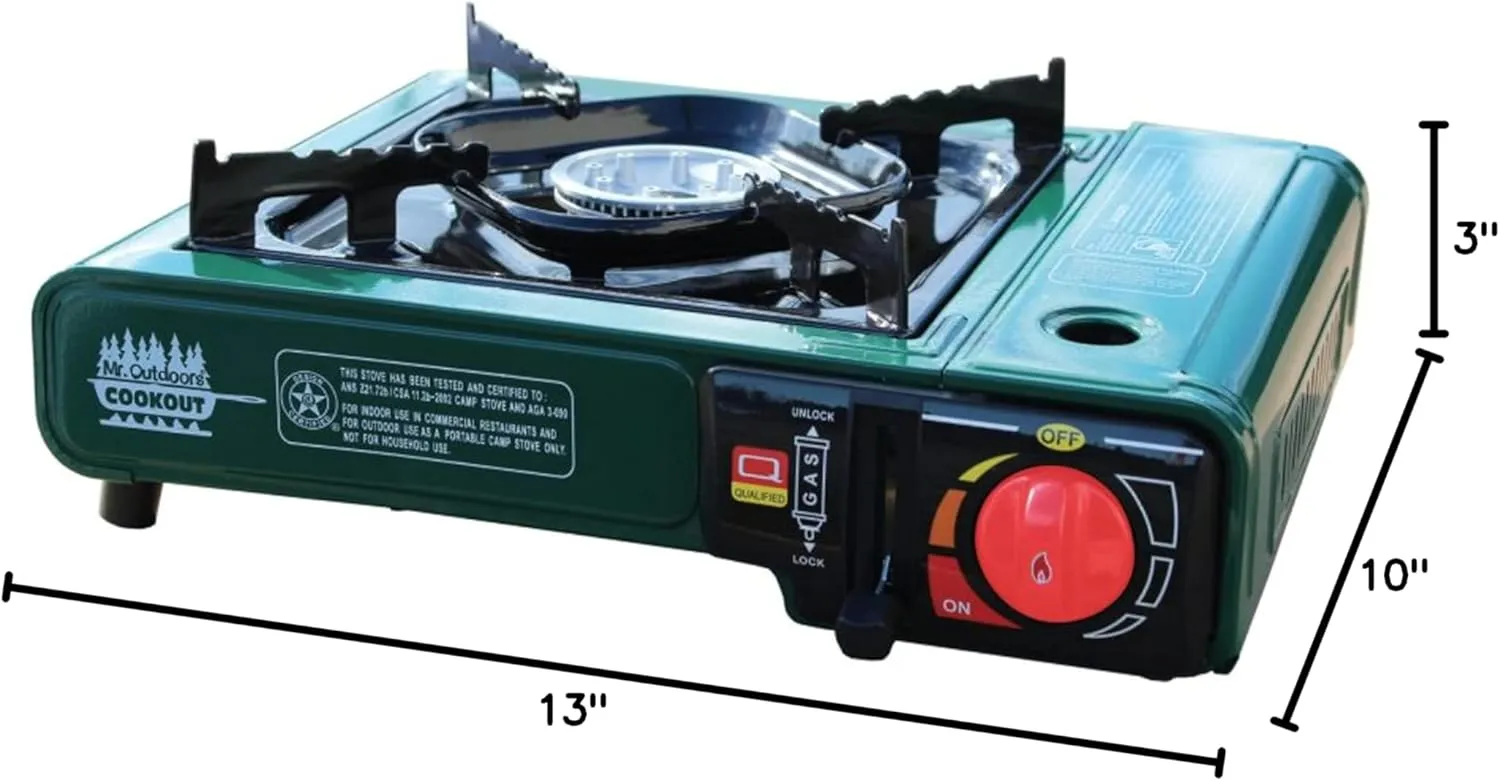 King Kooker Mr. Outdoors Cookout Model # MOC13S Single Butane Stove with Carry Bag, Green, Large