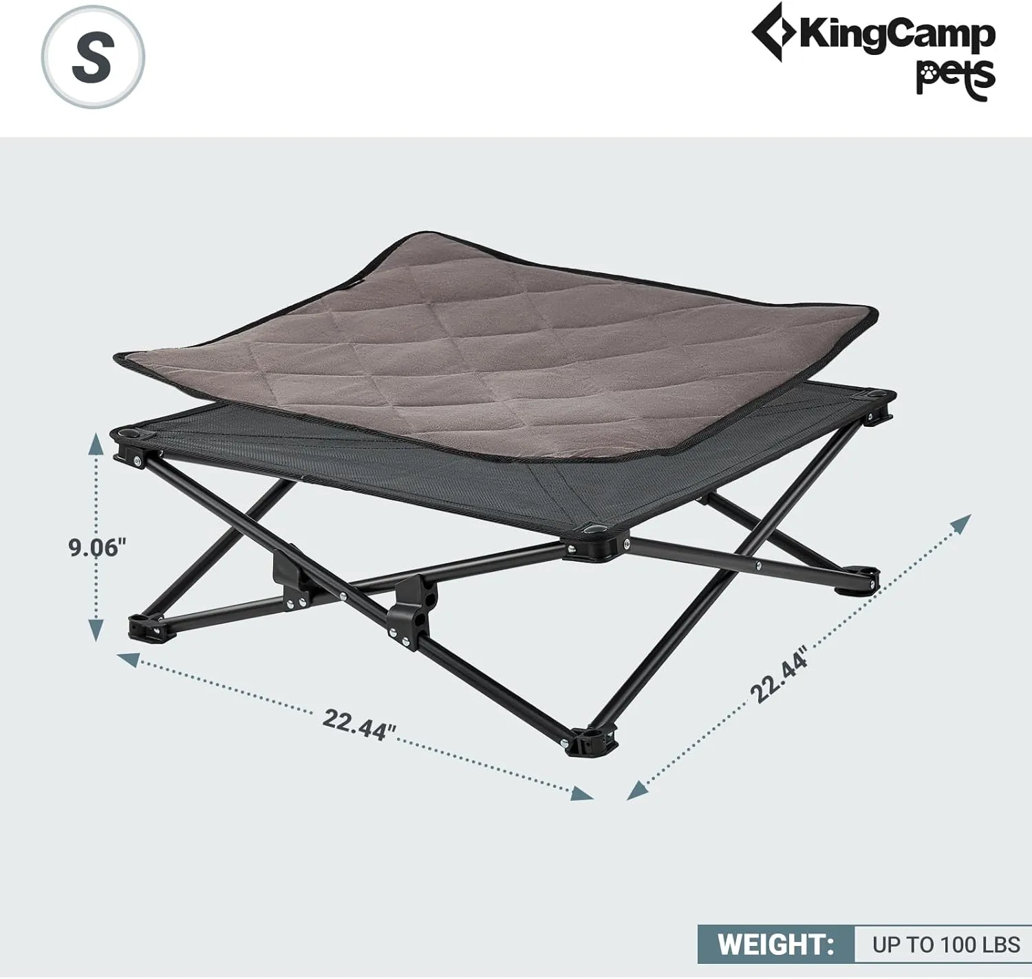 KingCamp Cooling Elevated Dog Bed for Small Dogs, Raised Puppy Bed Dog Cot Fits Up to 100 Lbs, Portable Folding Couch with Durable Teslin Washable Mesh, Outdoor Camping Pet Bed, Black