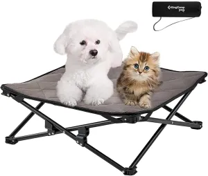 KingCamp Cooling Elevated Dog Bed for Small Dogs, Raised Puppy Bed Dog Cot Fits Up to 100 Lbs, Portable Folding Couch with Durable Teslin Washable Mesh, Outdoor Camping Pet Bed, Black