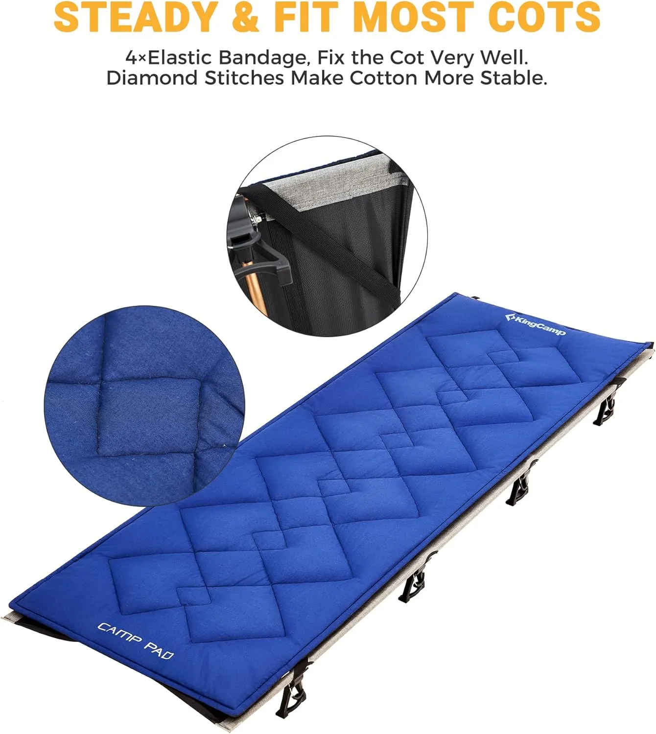 KingCamp Cot Mattress, Portable Lightweight Camping Sleeping Mat Soft Comfortable Non-Slip Cot Pad for Camp Cot, RV Bunk & Twin Beds
