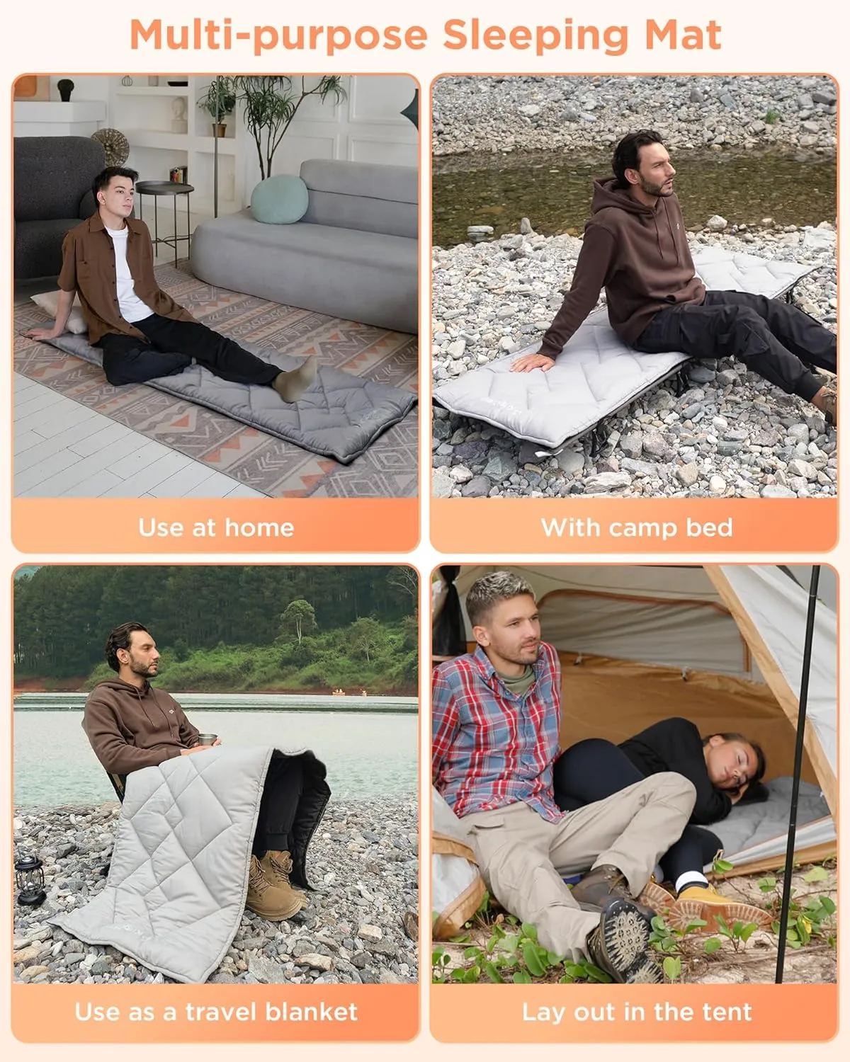 KingCamp Cot Mattress, Portable Lightweight Camping Sleeping Mat Soft Comfortable Non-Slip Cot Pad for Camp Cot, RV Bunk & Twin Beds