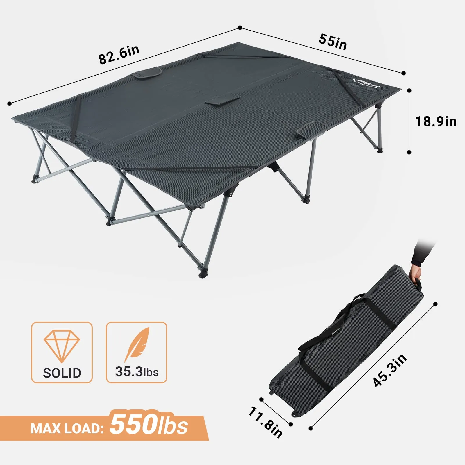 KingCamp Deluxe Double Folding Camping Cot
