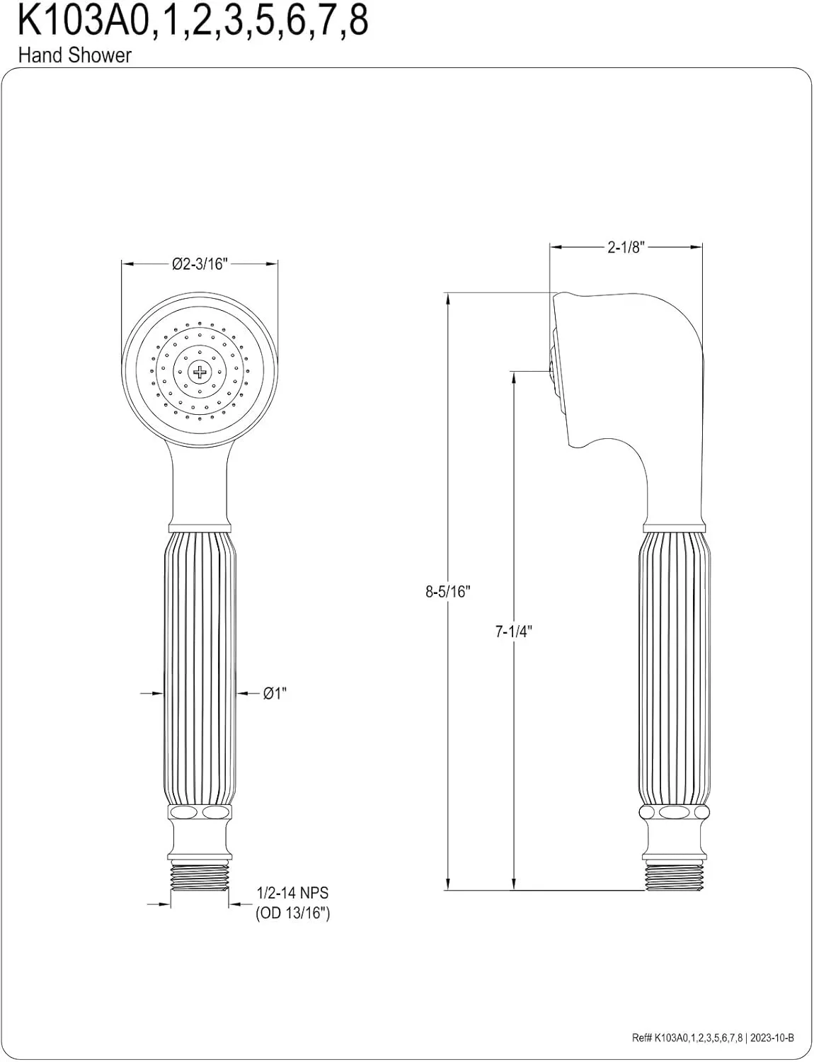 Kingston Brass K103A7 Restoration Hand Shower Head, Brushed Brass 8.31 x 2.19 x 2.06