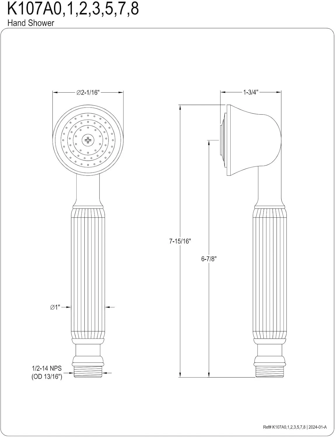 Kingston Brass K107A5 Vintage Hand Shower Head, Oil Rubbed Bronze