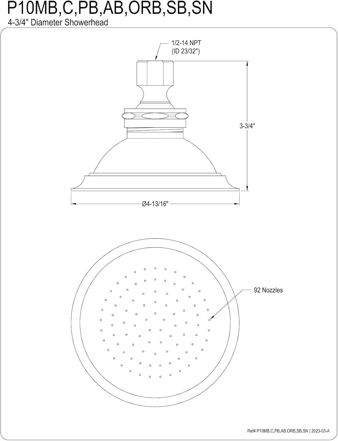 Kingston Brass P10PB Designer Trimscape Victorian Brass Showerhead, Polished Brass 4.88 x 4.88 x 3.75