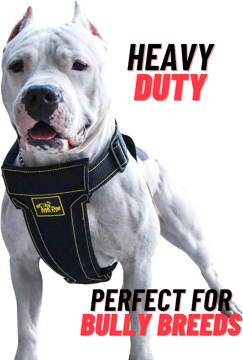 KNK Big Large Heavy Duty Dog Harness Vest, Medium Sized Dogs and Strong Dogs, Durable, Thick, Sturdy Adjustable 2 Leash Metal Clips on Back, Soft & Padded Chest