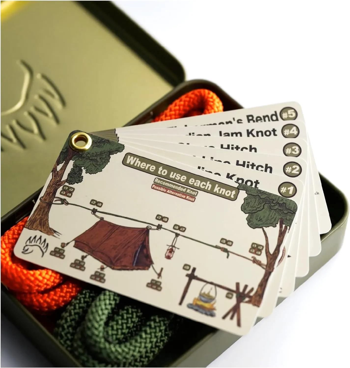 Knot Tying Kit | Camping & Outdoor Knots Edition - by The Bear Essentials Outdoors with Waterproof Knot Cards | for Survival, Camping, Backpacking, Hiking & Scouts