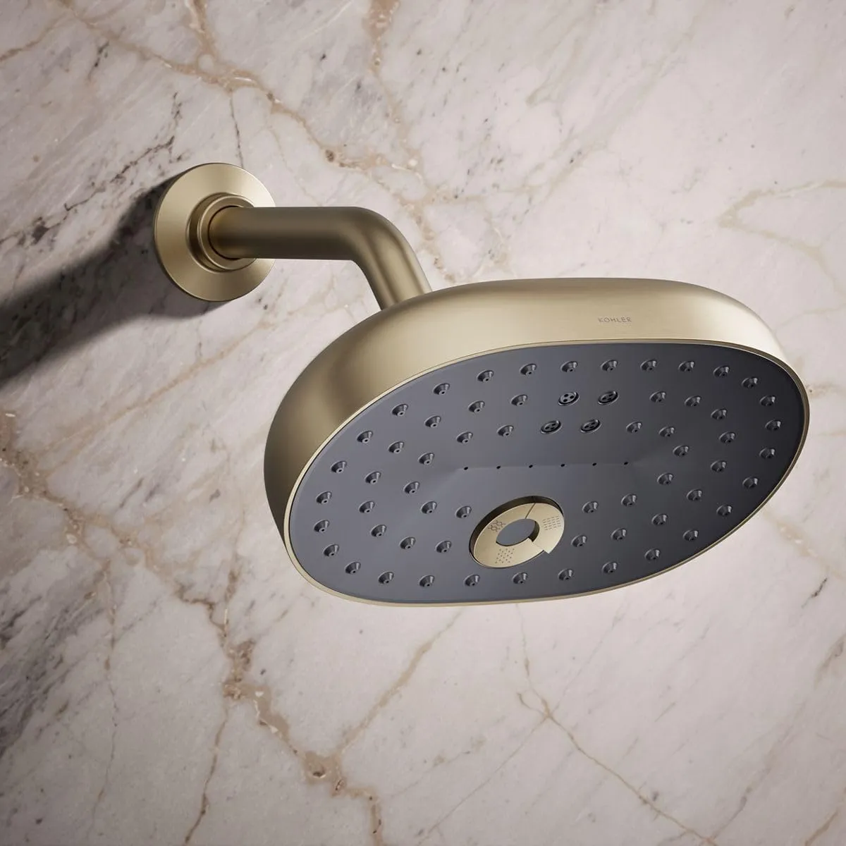 KOHLER 26290-G-BV Statement Three-Function SHOWERHEAD, Maximum Spray Performance with Mode Selector Buttons, Vibrant Brushed Bronze, 1.75 GPM