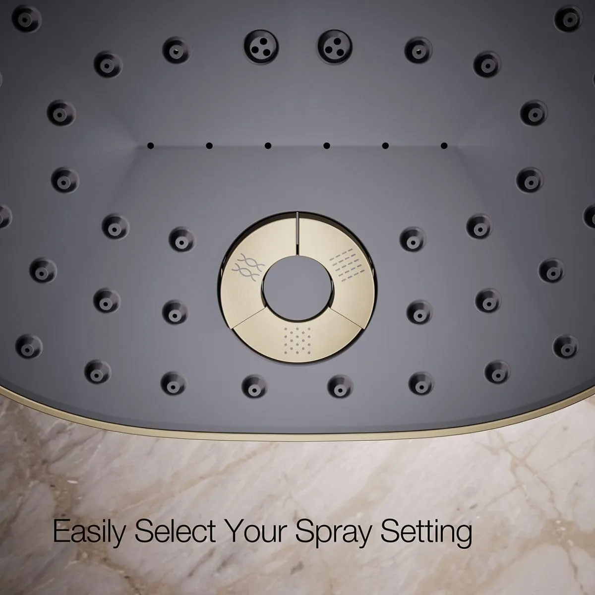 KOHLER 26290-G-BV Statement Three-Function SHOWERHEAD, Maximum Spray Performance with Mode Selector Buttons, Vibrant Brushed Bronze, 1.75 GPM