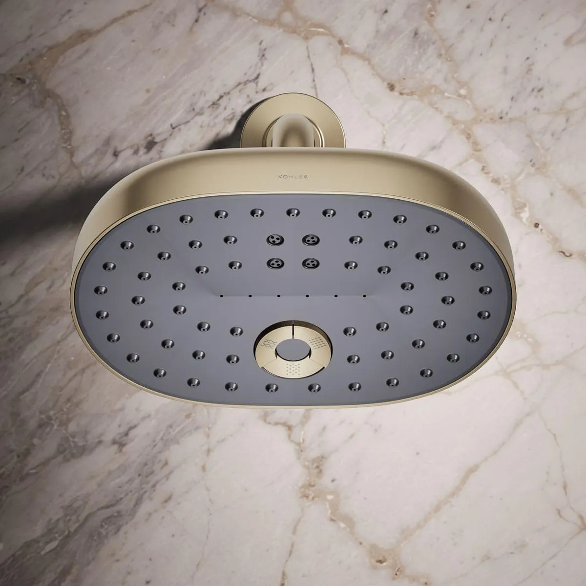 KOHLER 26290-G-BV Statement Three-Function SHOWERHEAD, Maximum Spray Performance with Mode Selector Buttons, Vibrant Brushed Bronze, 1.75 GPM
