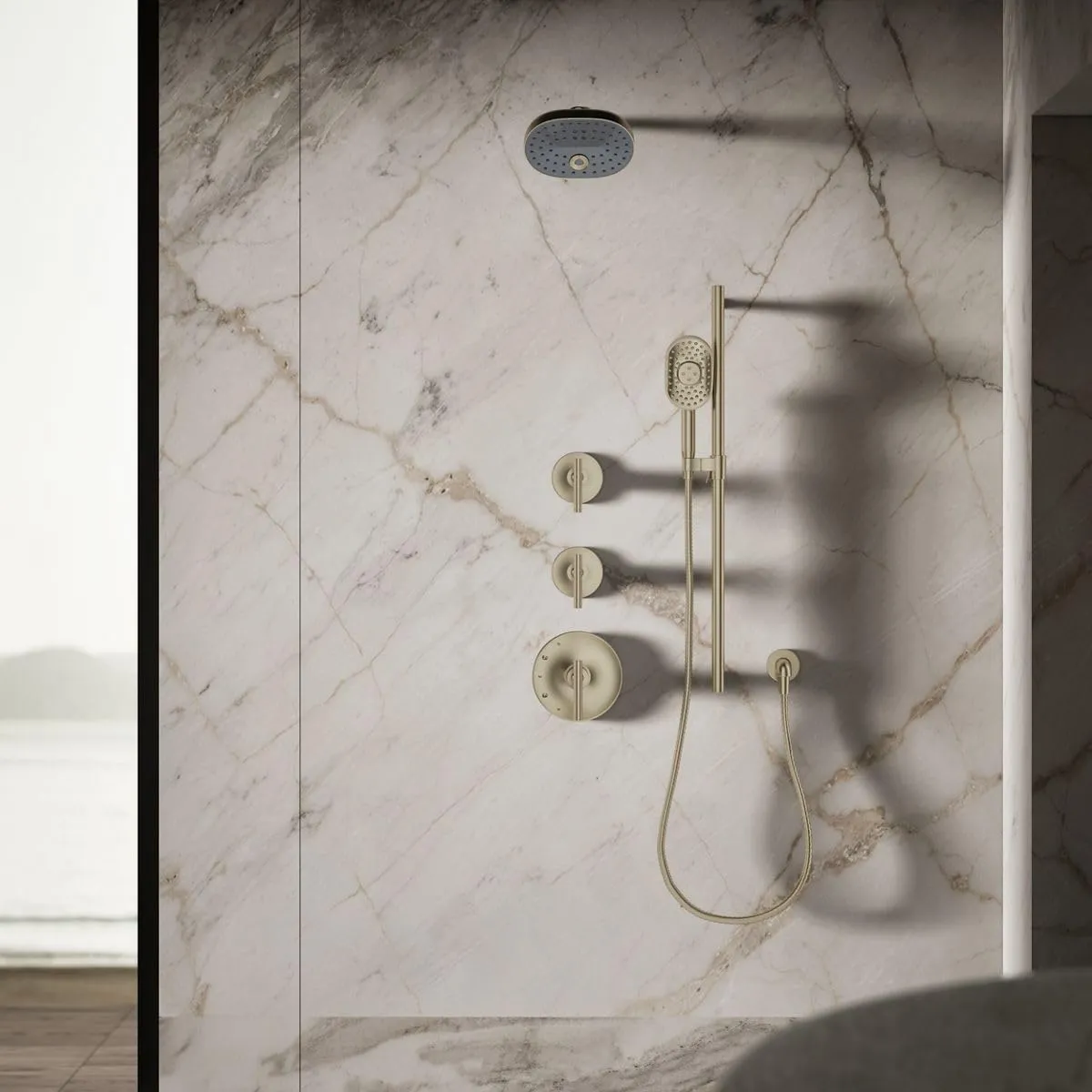 KOHLER 26290-G-BV Statement Three-Function SHOWERHEAD, Maximum Spray Performance with Mode Selector Buttons, Vibrant Brushed Bronze, 1.75 GPM