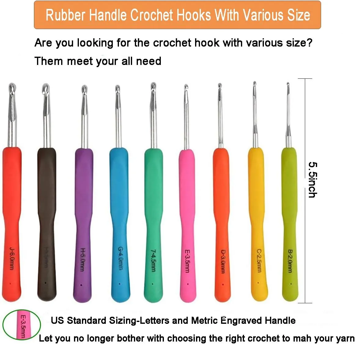 KOKNIT Crochet Hook Set with Storage Box - 9 Soft Grip Ergonomic Crochet Hooks, 12 Colorful Aluminum Yarns, with Crochet Supplies and Accessories