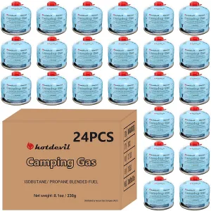 KOMAN Isobutane Fuel Canister 230 Gram Camping Stove Fuel Butane Propane Blend Camping Fuel Gas Canister Butane Fuel Canister Backpacking Stove Fuel 8.1oz (24 Pack)