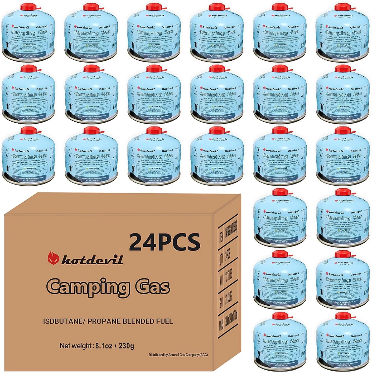 KOMAN Isobutane Fuel Canister 230 Gram Camping Stove Fuel Butane Propane Blend Camping Fuel Gas Canister Butane Fuel Canister Backpacking Stove Fuel 8.1oz (24 Pack)