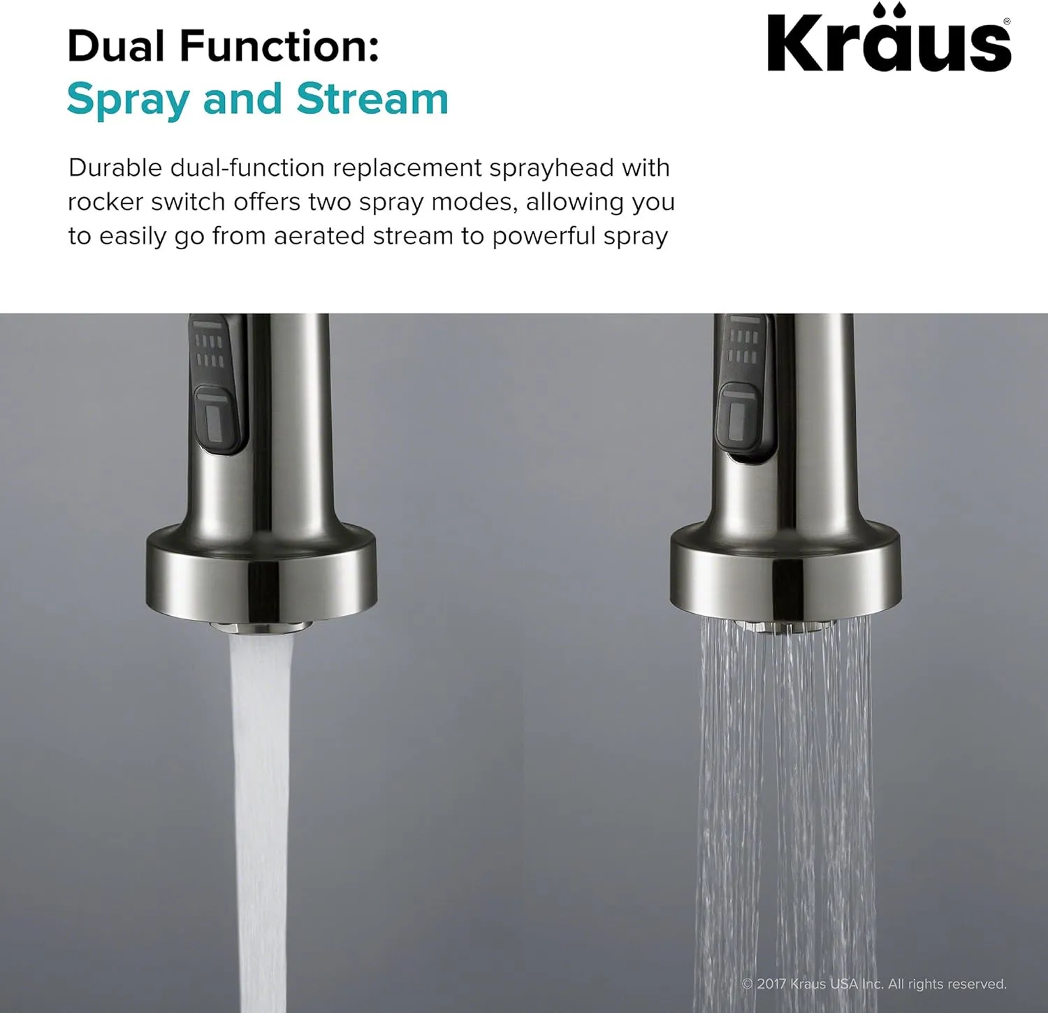 Kraus KFS-1SS Dual Function Kitchen Faucet Sprayer, Stainless Steel