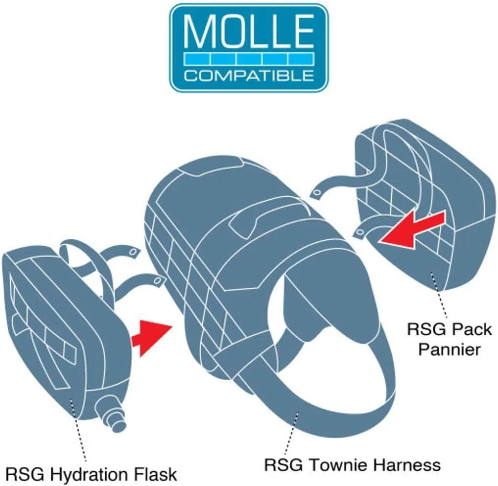 Kurgo Molle Clip Compatible Dog Harness, Molle Vest for Dogs, Service Dog Training Vest, Service Dog Molle Vest, Rsg Townie Dog Harness, for Small, Medium & Large Dogs (Small, Coastal Blue)