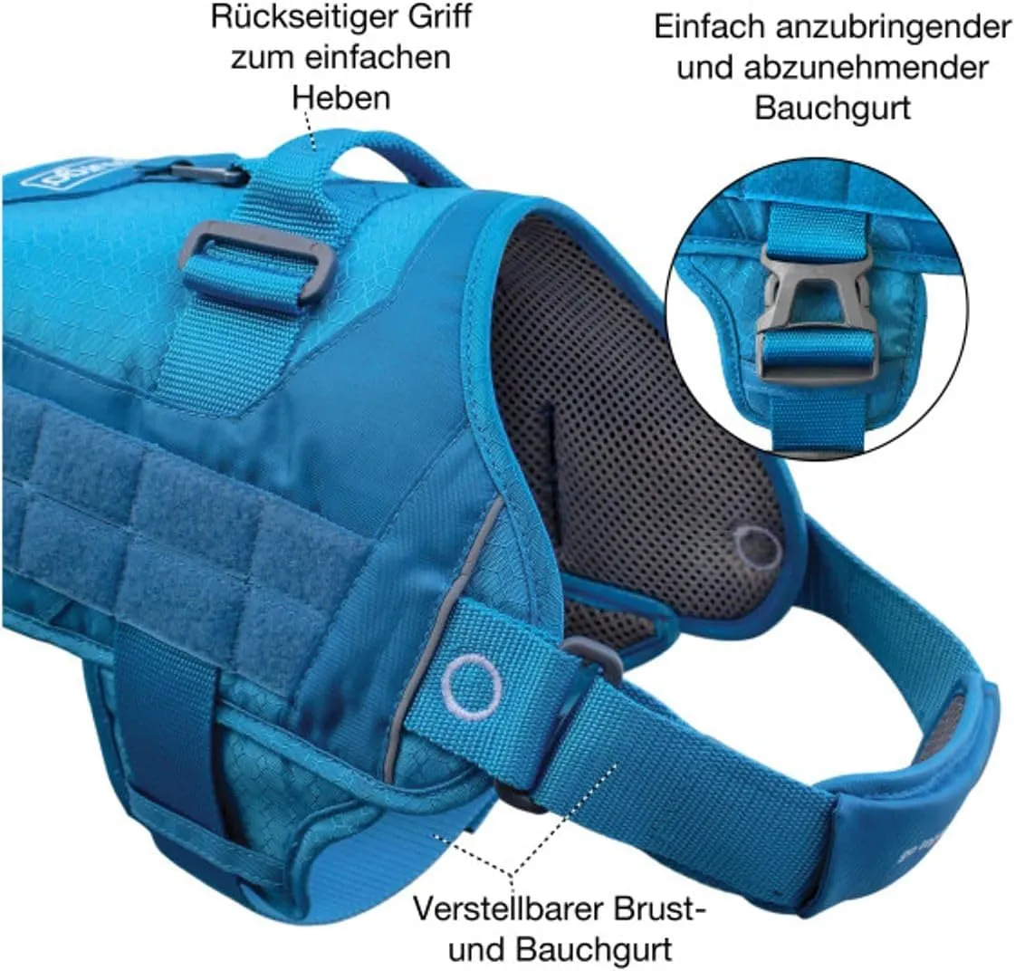 Kurgo Molle Clip Compatible Dog Harness, Molle Vest for Dogs, Service Dog Training Vest, Service Dog Molle Vest, Rsg Townie Dog Harness, for Small, Medium & Large Dogs (Small, Coastal Blue)
