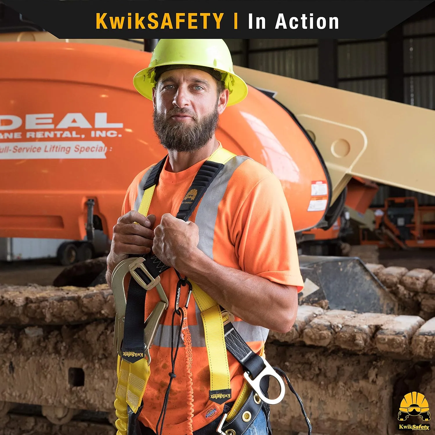 KwikSafety - Charlotte, NC - SUPERCELL Safety Harness [4 PACK] Premium Shoulder Padding ANSI OSHA Full Body Fall Protection Work Equipment Construction Tower Climbing Roofing Forklift Aerial Boom Lift