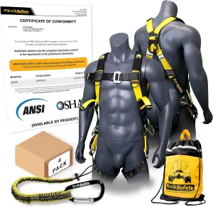 KwikSafety - Charlotte, NC - SUPERCELL Safety Harness [4 PACK] Premium Shoulder Padding ANSI OSHA Full Body Fall Protection Work Equipment Construction Tower Climbing Roofing Forklift Aerial Boom Lift