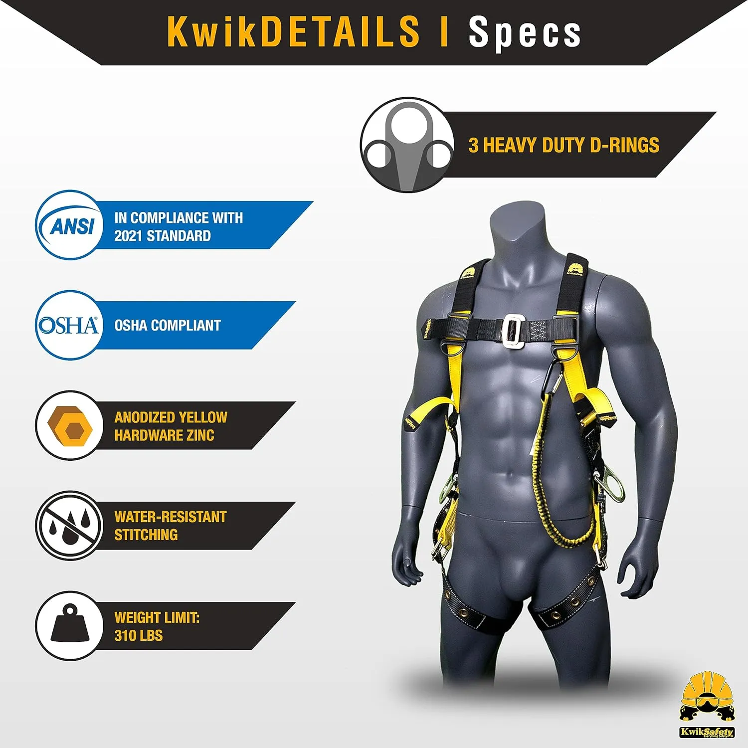 KwikSafety - Charlotte, NC - SUPERCELL Safety Harness [4 PACK] Premium Shoulder Padding ANSI OSHA Full Body Fall Protection Work Equipment Construction Tower Climbing Roofing Forklift Aerial Boom Lift
