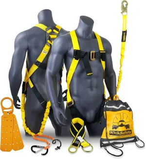 KwikSafety SCORPION Safety Harness Fall Protection Kit | Fall Protection Harness & Attached 6ft Lanyard | ANSI OSHA