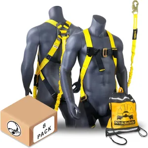 KwikSafety SCORPION Safety Harness Fall Protection Kit | Fall Protection Harness & Attached 6ft Lanyard | ANSI OSHA