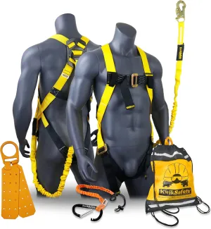 KwikSafety SCORPION Safety Harness Fall Protection Kit | Fall Protection Harness & Attached 6ft Lanyard | ANSI OSHA