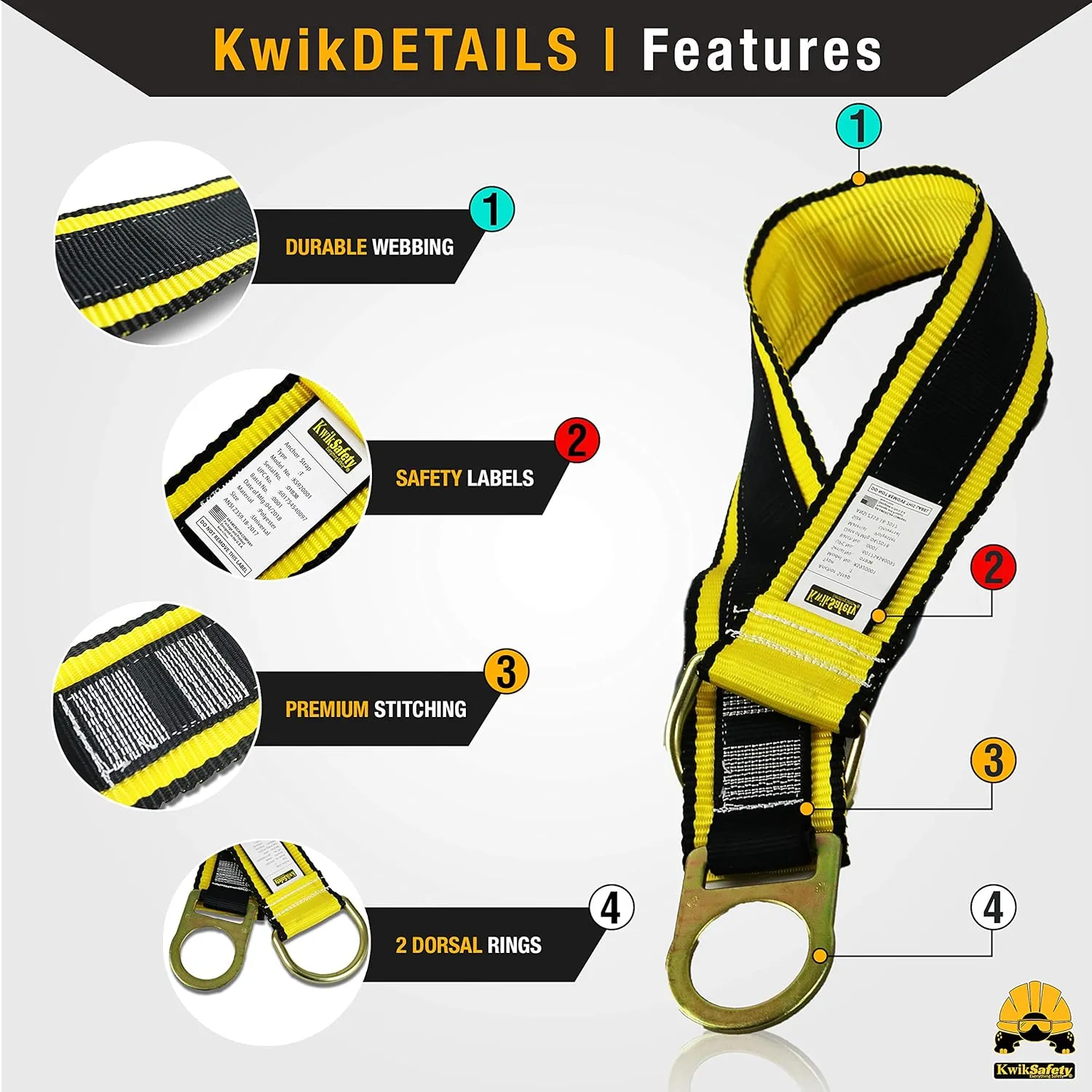 KwikSafety SCORPION Safety Harness Fall Protection Kit | Fall Protection Harness & Attached 6ft Lanyard | ANSI OSHA