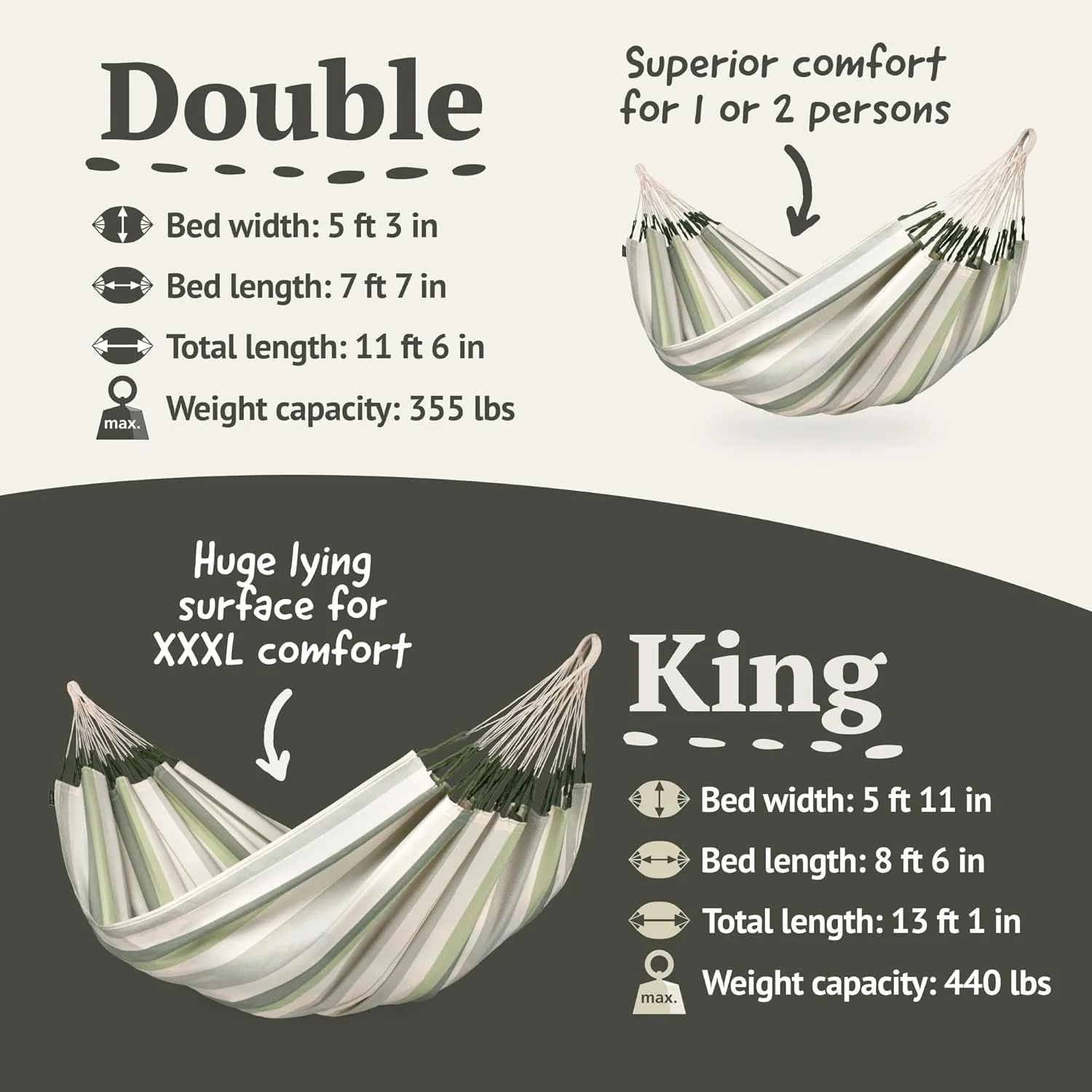 La Siesta® Large Double Brisa Classic Hammock & TreeMount, Trees Beams Posts Suspension Kit - Indoor Outdoor Hammock Swing, Weather Resistant, Cedar
