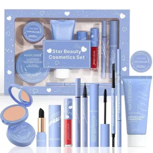LAMUSELAND Makeup Kit for Women Girls Full Kit, 8 Pieces All in One Professional Makeup Gift Set, include Eyeliner, Eyebrow Pencil, Mascara, Lipsticks, Foundation, Face Powder and Skin Concealer (C)