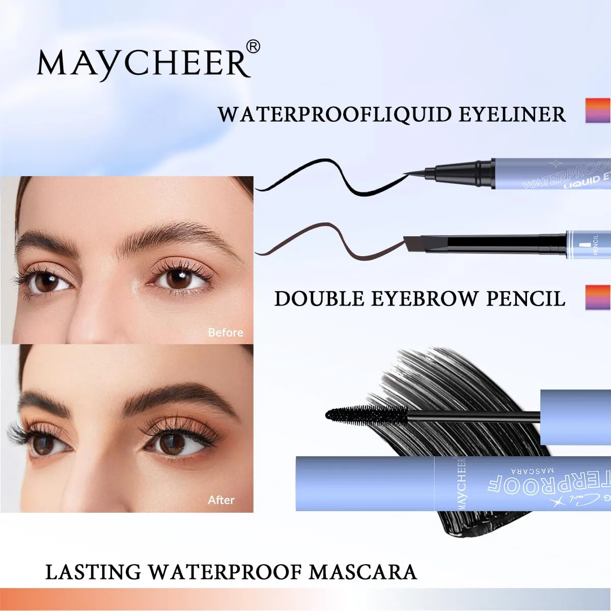 LAMUSELAND Makeup Kit for Women Girls Full Kit, 8 Pieces All in One Professional Makeup Gift Set, include Eyeliner, Eyebrow Pencil, Mascara, Lipsticks, Foundation, Face Powder and Skin Concealer (C)