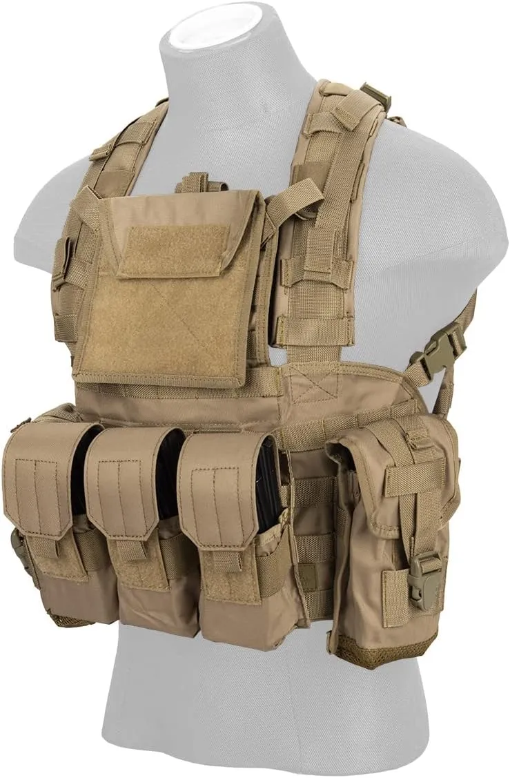 Lancer Tactical Airsoft Paintball Vest M4 M16 MOLLE Modular Chest Rig w/Quick Release Buckles (Small to Extra Large)