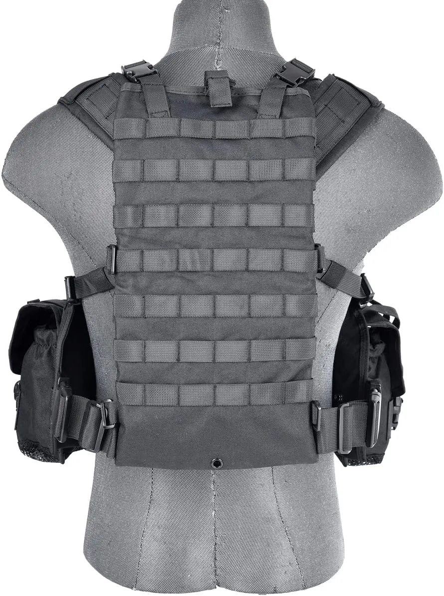 Lancer Tactical Airsoft Paintball Vest M4 M16 MOLLE Modular Chest Rig w/Quick Release Buckles (Small to Extra Large)