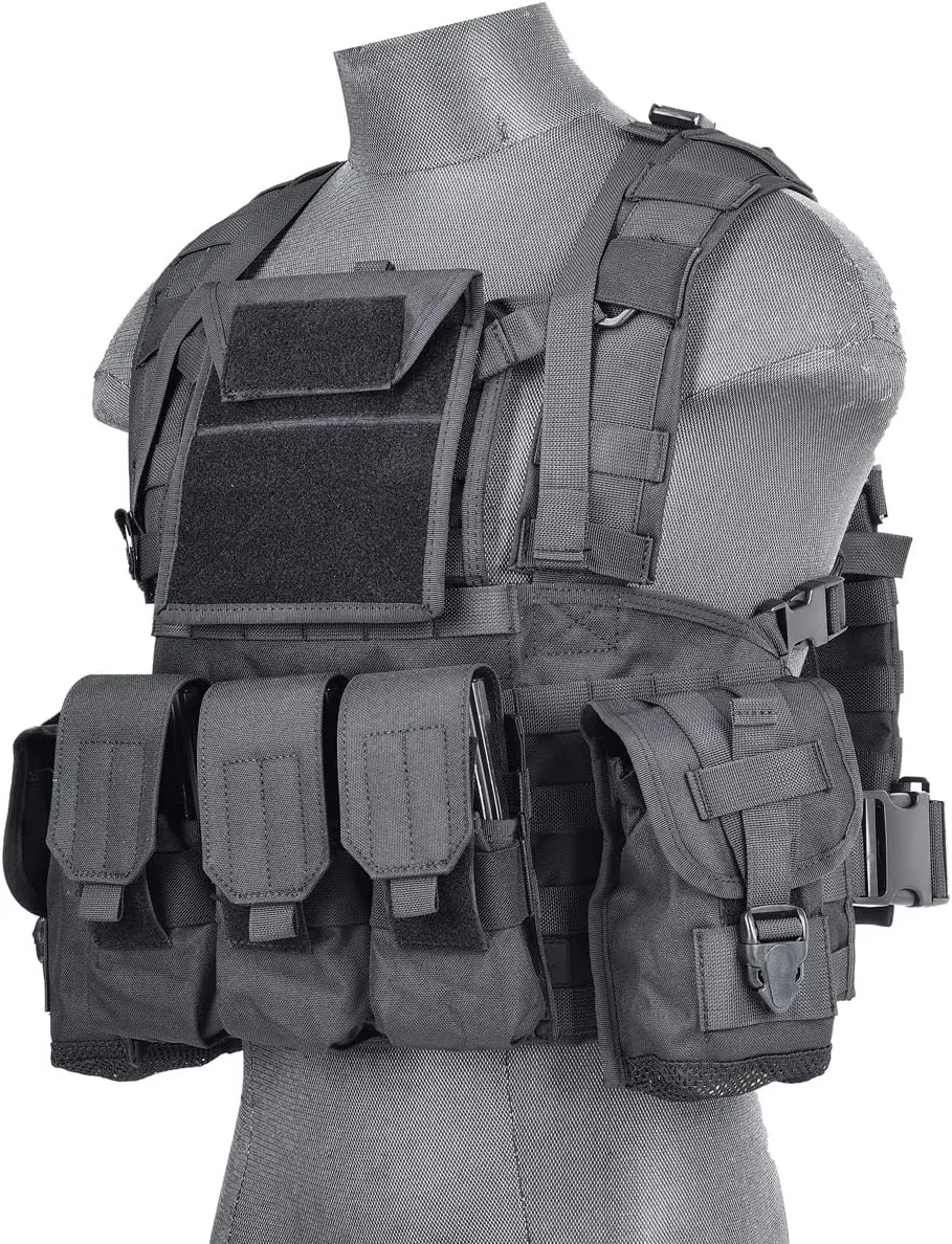 Lancer Tactical Airsoft Paintball Vest M4 M16 MOLLE Modular Chest Rig w/Quick Release Buckles (Small to Extra Large)