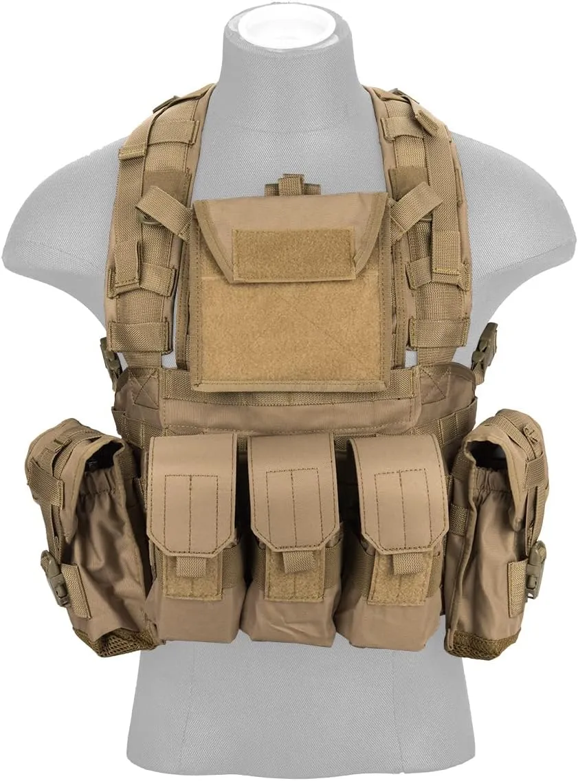 Lancer Tactical Airsoft Paintball Vest M4 M16 MOLLE Modular Chest Rig w/Quick Release Buckles (Small to Extra Large)
