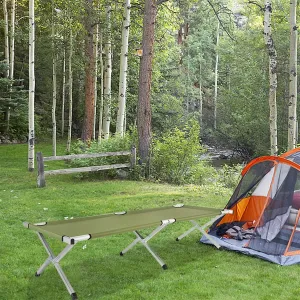 Large Outdoor Portable Sleeping Cots,Elevated Camping Bed,Folding Outdoor Travel Cots,Portable Lightweight Foldable Camping Cot,with Carry Bag,for Patio Beach Hiking Picnic Travel (Army Green)