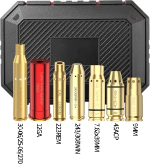 Laser Bore Sights for 223/9MM/7.62X39MM/.243/308WIN/12GA/30-06/.25/270/ 45ACP Red Laser Boresighters with 20 Batteries Bore Sighting Kit for Sights and Scopes