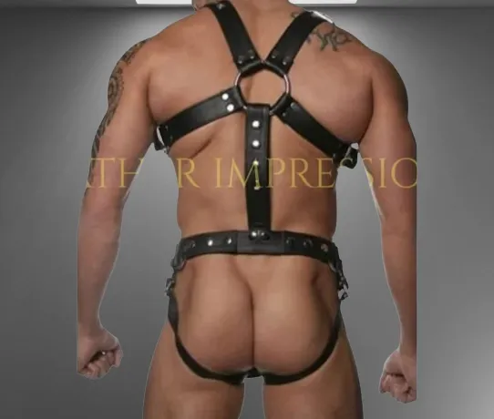 Leather Full Body BDSM Harness with Jockstrap