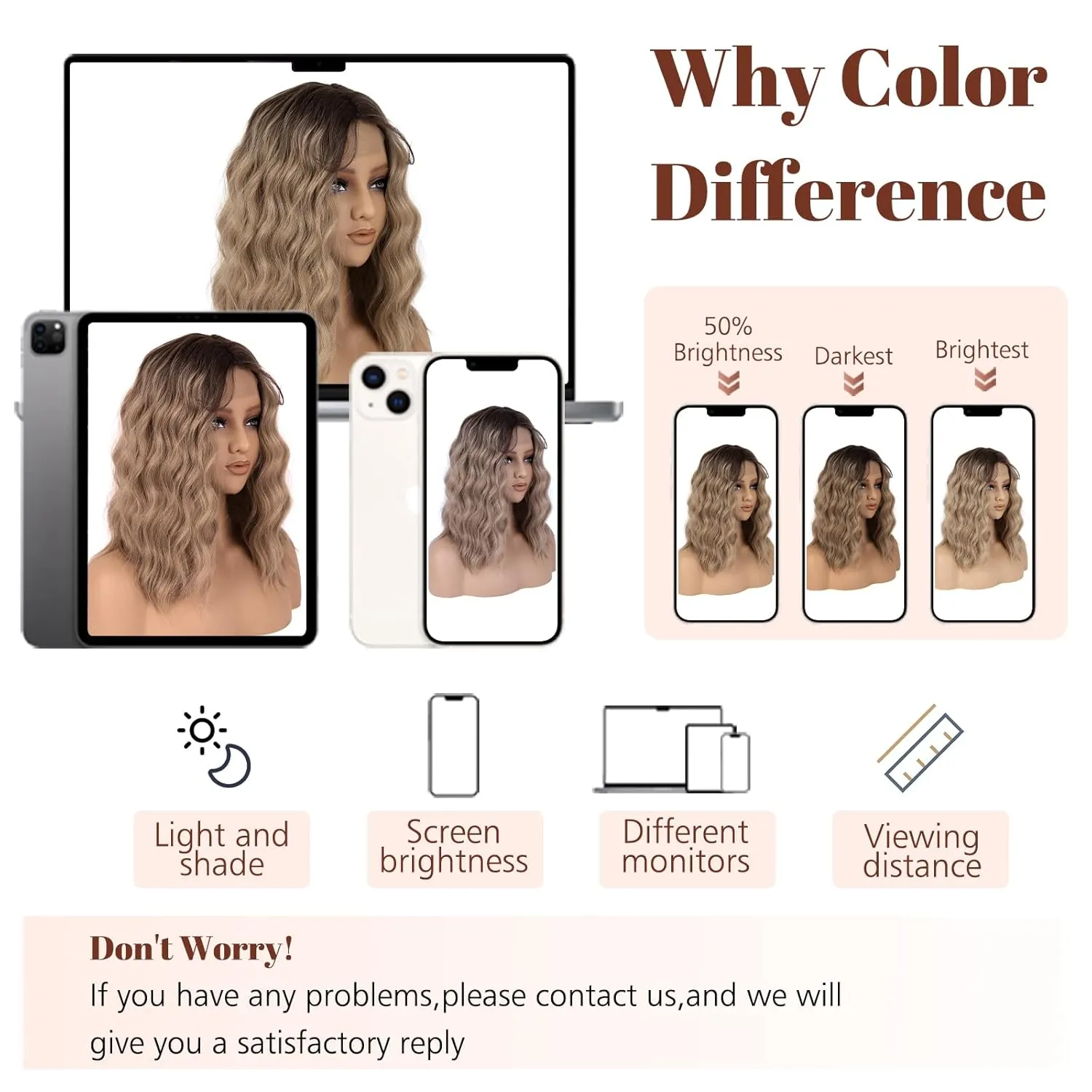 LEEONS Balayage Dark Brown to Brown Highlights Wig 16 Inch Wavy Wig Middle Part Curly Wigs Lace Hairline Wigs for Women with Adjustable Bands Synthetic Hair Wigs for Daily Party/Halloween Use 16IN