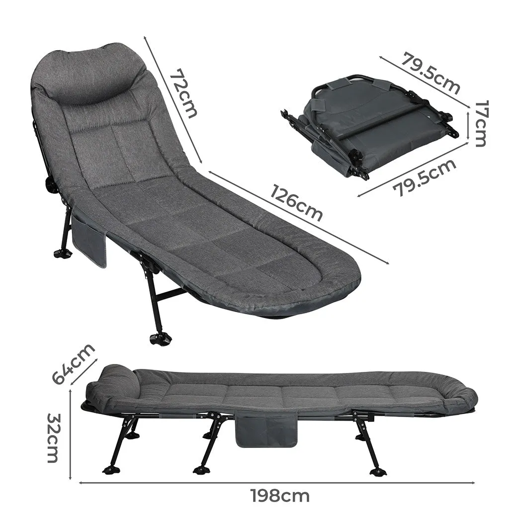 Levede Folding Camping Bed Camp Cots Dark Grey-ACT
