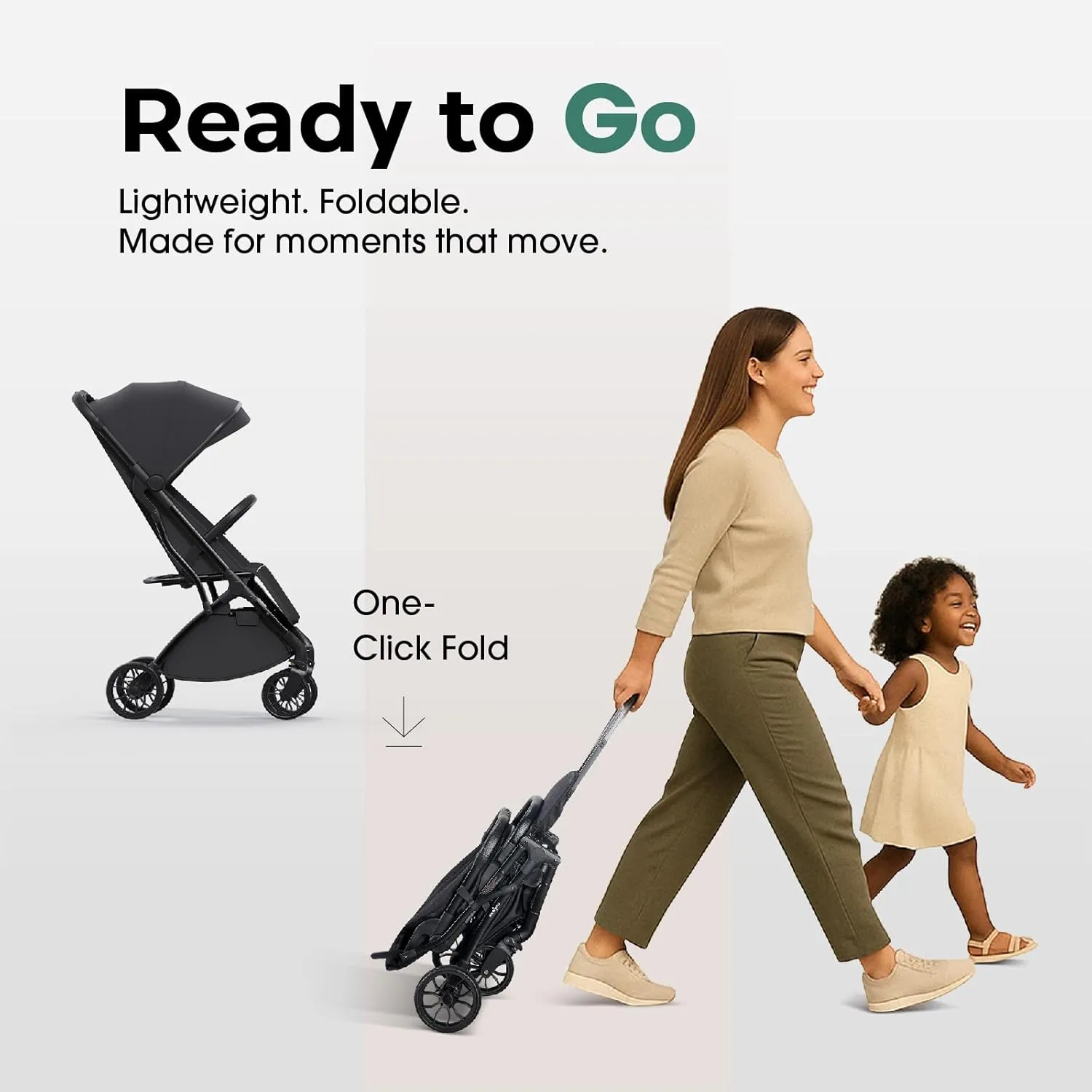 Lightweight Baby Travel Stroller, Compact Toddler Strollers w Telescoping Handle, Cup Holder & Storage Pocket, Airplane Carry on, One-Hand Quick Fold, Near Flat Recline Seat, TR18, Black