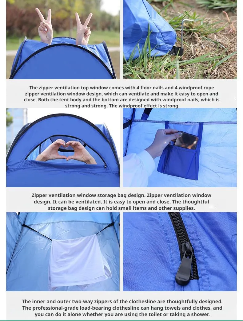 [lilaBelle]【-Season Privacy Shelter】 Thickened Portable Outdoor Tent with Iron Frame & Windproof Design, Instant Pop-Up Changing Room for Camping Beach Hiking, Includes 4 Stakes & Storage Bag