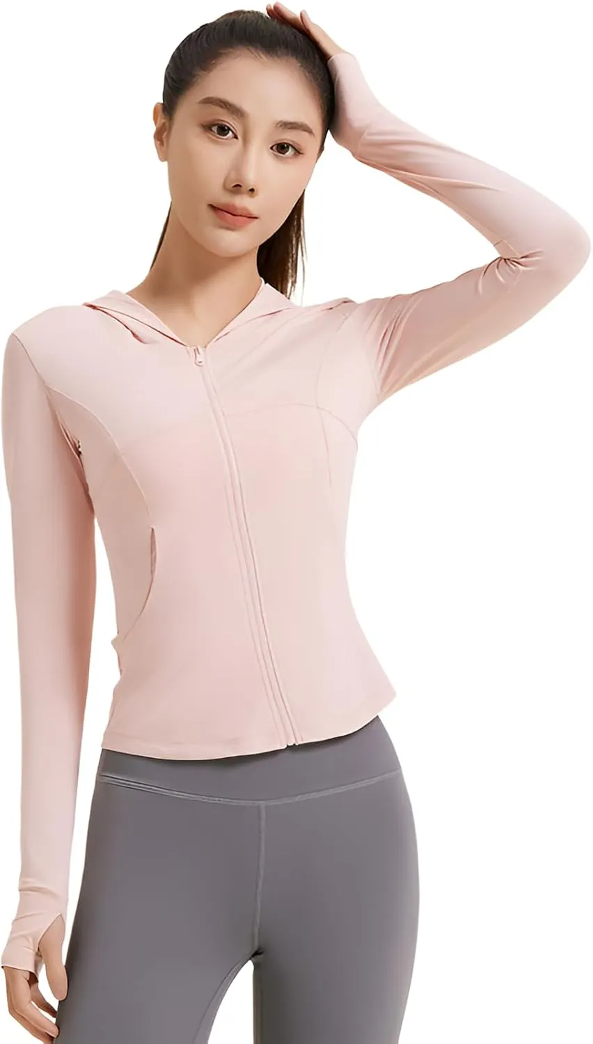 lilaBelle]Lightweight Breathable UPF50  Protection Hoodie for Women【UV Block】, Quick-Dry Material, Perfect for Gym, Yoga, Running, and Outdoor Activities Pink