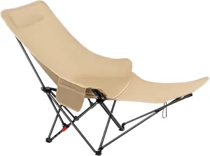 lilaBelle]【Multi-Position Camping Chair Foldable Moon Lounge with Leg, Wide 68cm & Heavy-Duty Frame for Adults/Kids, Perfect for Desert Trips, Beach, Backyard (600D Oxford)